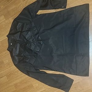 Unique faux leather and satin dress shirt